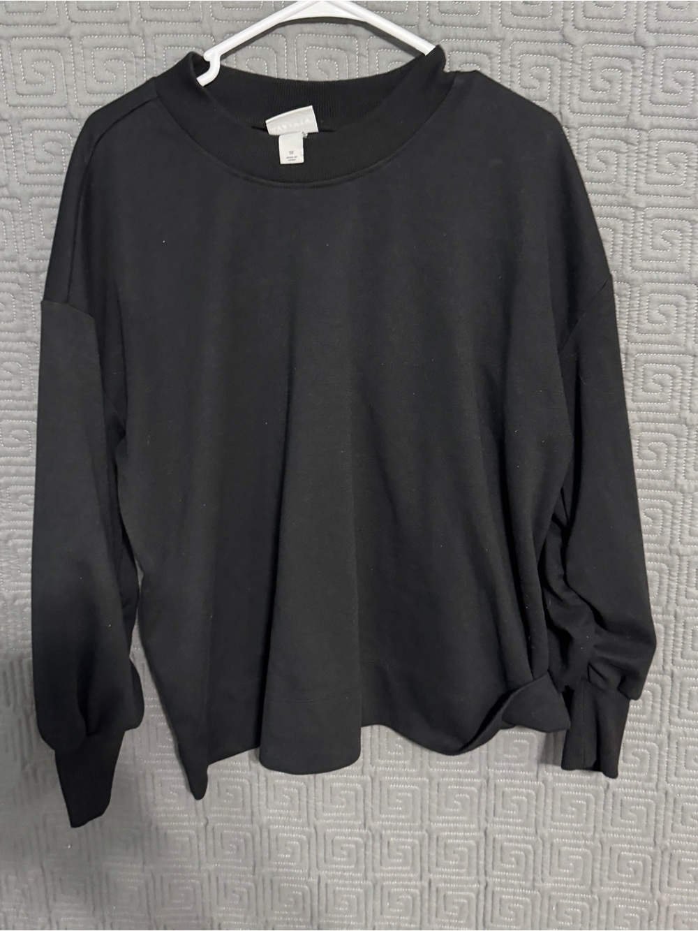 Ava Viv Womens 1X Black Oversized Bubble Sleeve Crewneck Sweatshirt Pullover Top